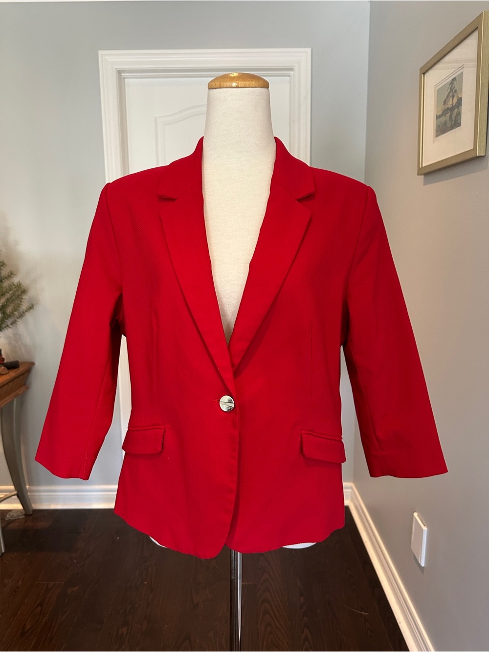 Jules & Leopold Vibrant Red Single-Button Cropped Blazer - Sz XL